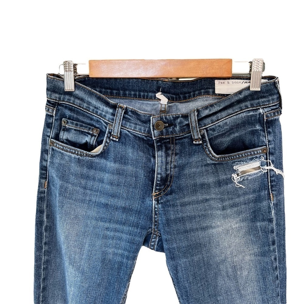Rag & Bone - Dre Low Rise Slim Boyfriend Straight Distressed Raw Hem Jea… - Picture 2 of 7